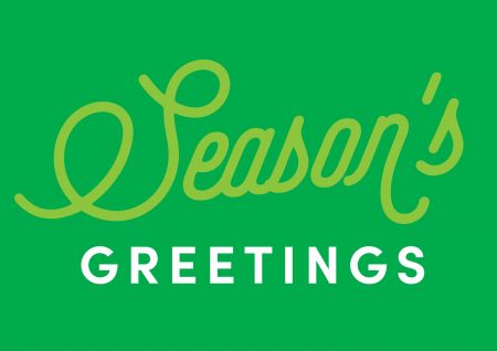 Graphic with words Season's Greetings