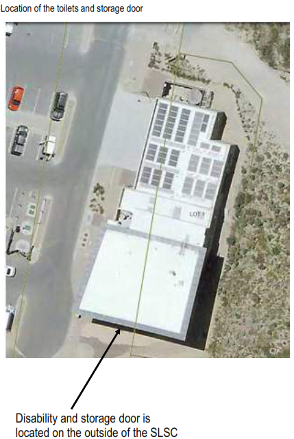 Map of where disability toilet and store room are located at the Goolwa Beach Surf Club