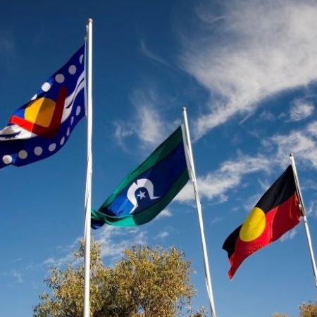 three flags flying - Aboriginal, Torress strait islander and Ngarrindjeri  