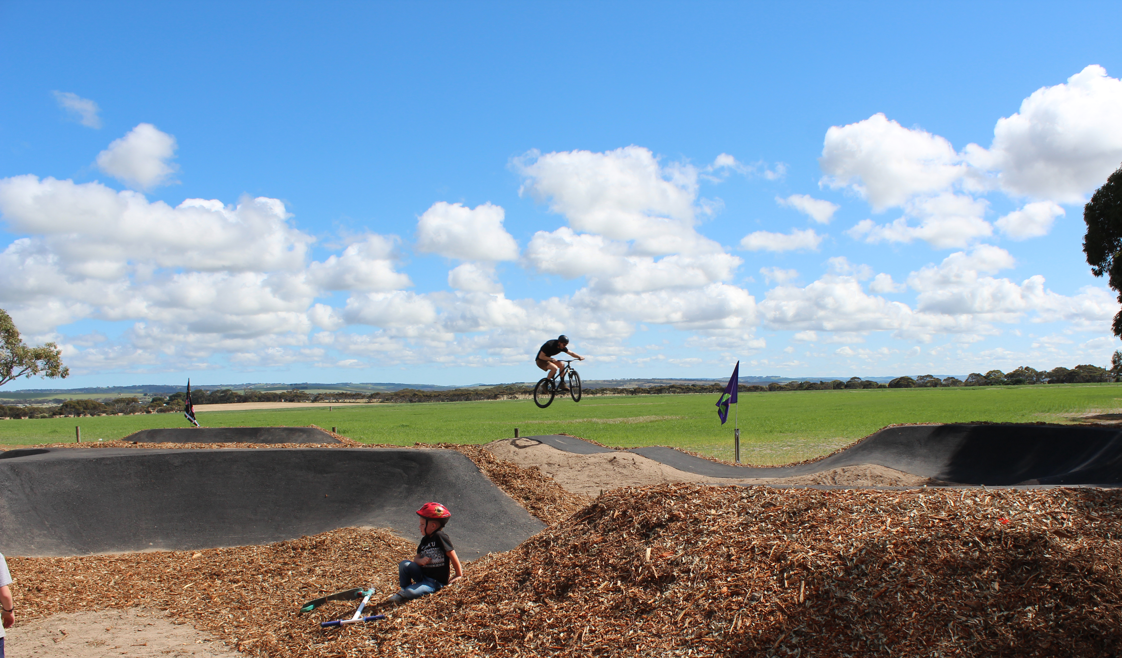 Children playing on pump track